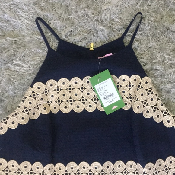 Never been worn - navy blue and gold Lily dress - Picture 2 of 5